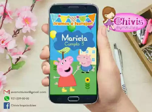 vectores plantilas INVITACION,INVITACIONES,NIñO,NIÑA,INFANTIL,PEPPA PIG,